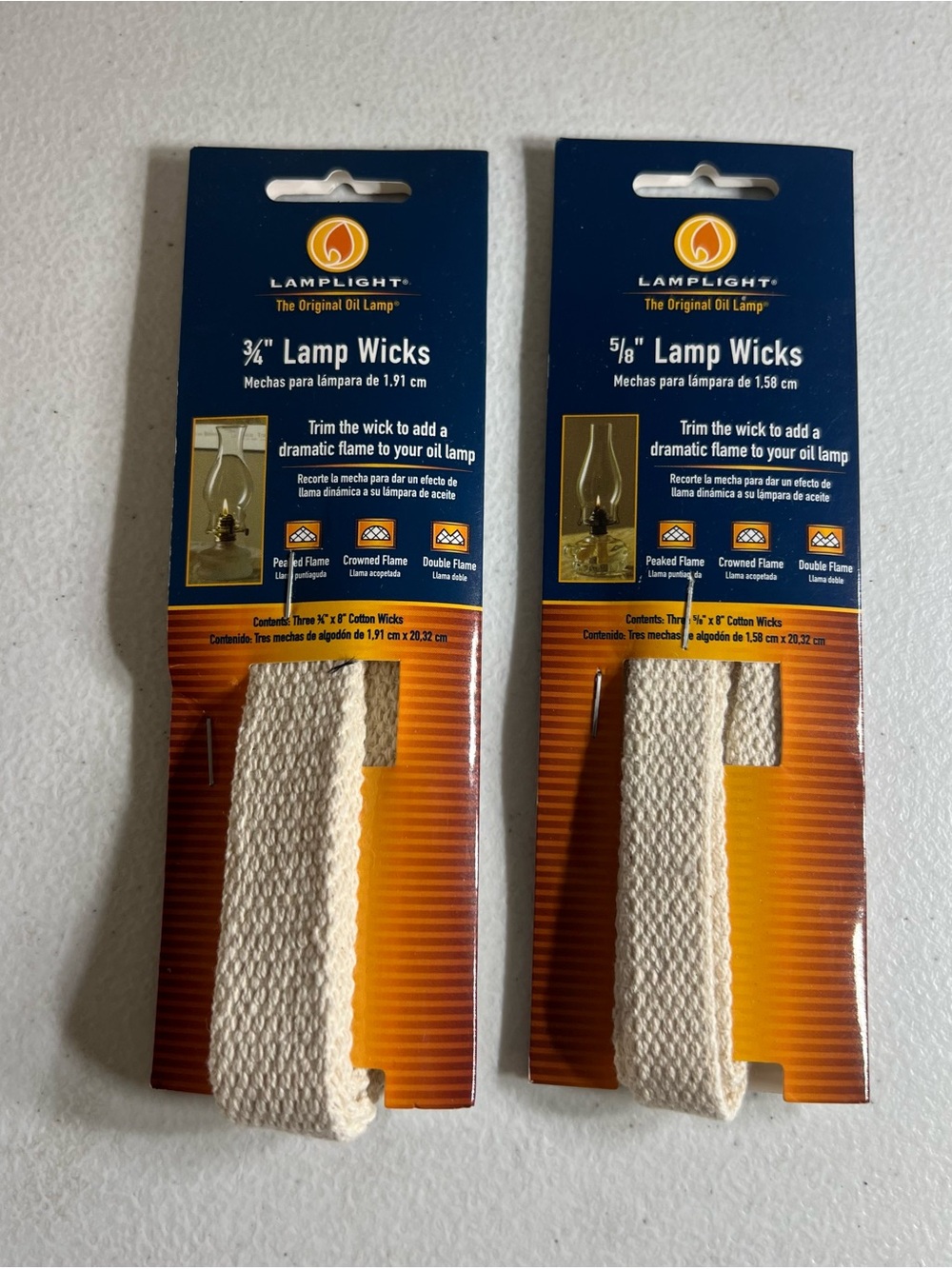 Lamplight Oil Lamp Replacement Wicks 5/8” 3/4” Cotton 8” Lot of 6